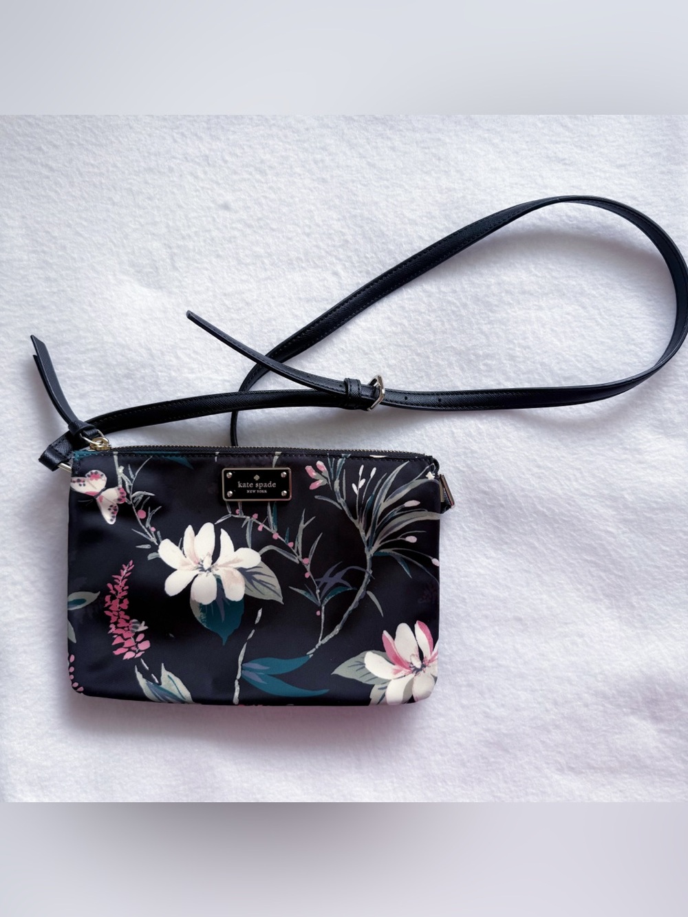 Kate Spade Wilson Road Botanical Nylon Crossbody Bag Green Black Grey Madelyne
